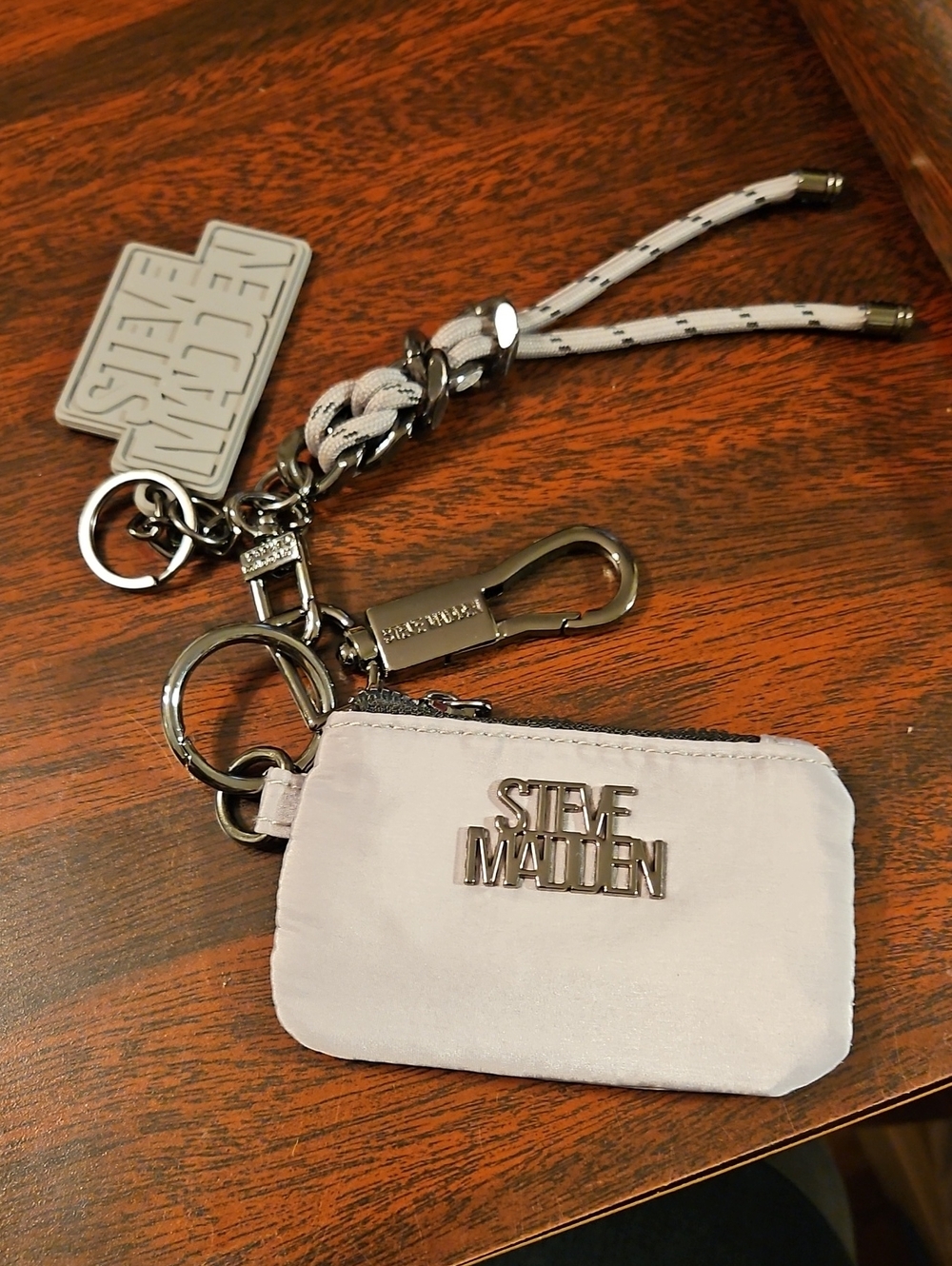 Steve Madden Silver Key Pouch Keychain